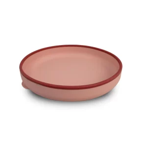 Piatto in silicone con ventosa rosa